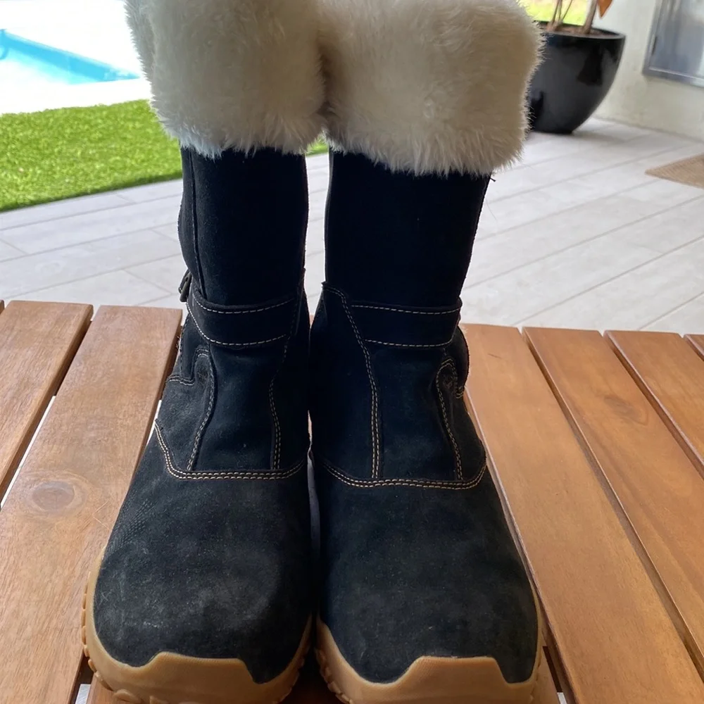 Salomon Lhasa Suede Winter Snow Boots faux fur lined Contagrip / Womens SZ 8.5 - Picture 3 of 13